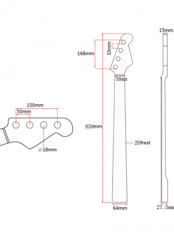 Electric Bass Guitar Neck