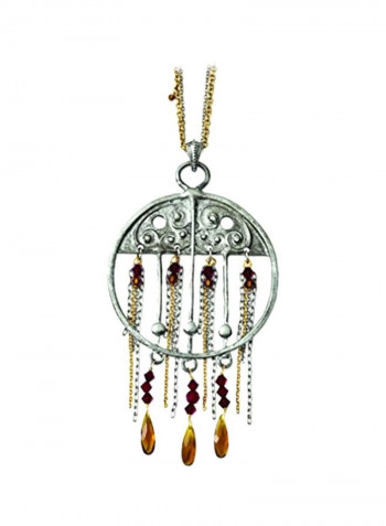 Pewter Ethiopian Styled Swarovski Beads And Crystals Studded Pendant Necklace