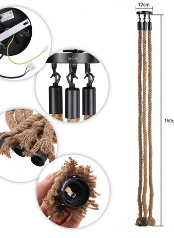 AC 220-240V Triple E27 Holders 3 Heads Hemp Rope Pendant Light multicolour 27.00*13.00*27.00cm