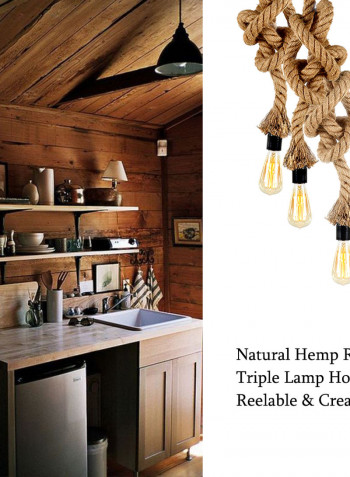 AC 220-240V Triple E27 Holders 3 Heads Hemp Rope Pendant Light multicolour 27.00*13.00*27.00cm