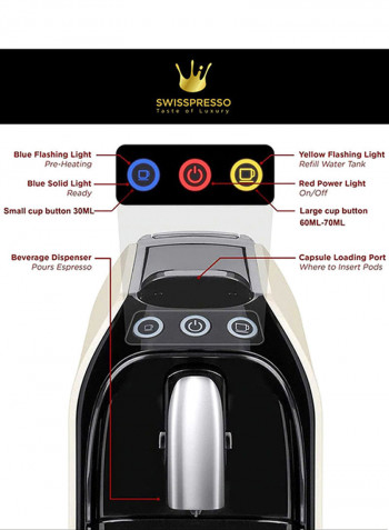 Nespresso Compatible Espresso Coffee Machine With 80 Coffee Capsule And Black Side Panel 1255W 1255 W SCM002 Cherry/Black