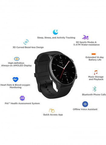 GTR 2 With Monitor Smartwatch 3GB Sport Edition Obsidian Black