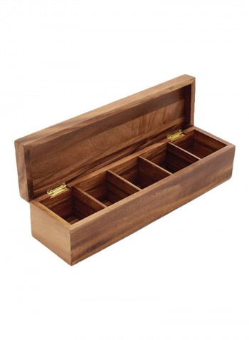 5-Cell Tea Box Brown 15.25x3.75x4inch