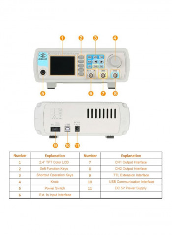 Dual Channel DDS Signal Generator White 19.5x17.5x7centimeter