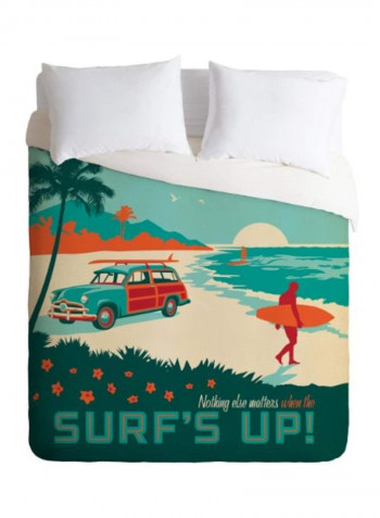Surfs Up Printed Duvet Cover Polyester Green/Blue/Red Twin