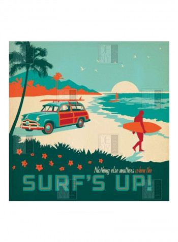Surfs Up Printed Duvet Cover Polyester Green/Blue/Red Twin