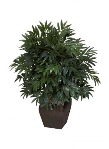 Double Bamboo Palm Artificial Plant With Vase Green/Brown