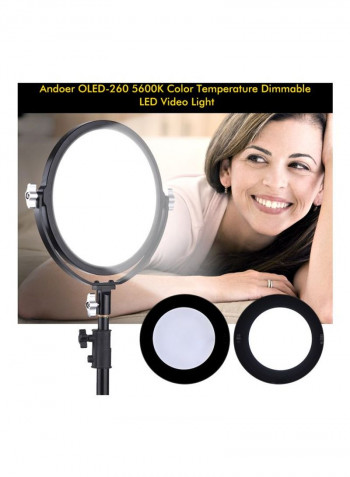 Bi-Colour Temperature Dimmable LED Light Fill Light 26centimeter White/Black