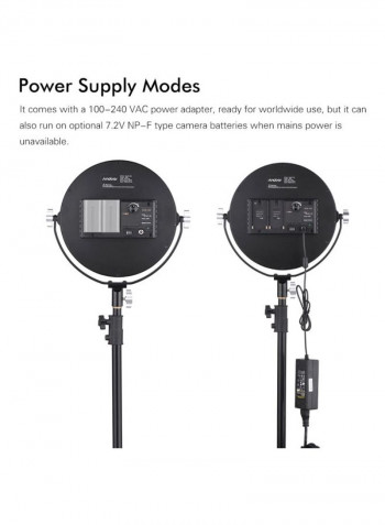 Bi-Colour Temperature Dimmable LED Light Fill Light 26centimeter White/Black