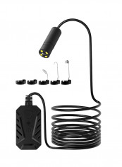 F230 5.0Mp Automatic Focusing Wifi Endoscope Industrial Home Retractable Endoscopes With 4 Adjustable Brightness LEDs 14mm Camera Diameter 13.5 x 13.0 x 5.5cm black
