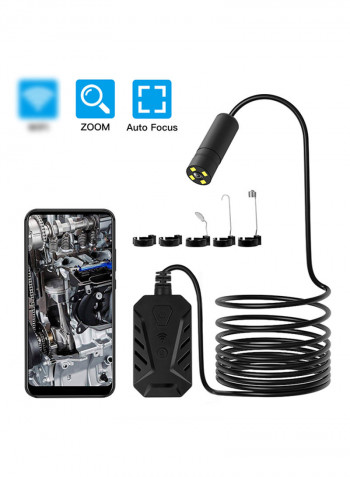 F230 5.0Mp Automatic Focusing Wifi Endoscope Industrial Home Retractable Endoscopes With 4 Adjustable Brightness LEDs 14mm Camera Diameter 13.5 x 13.0 x 5.5cm black