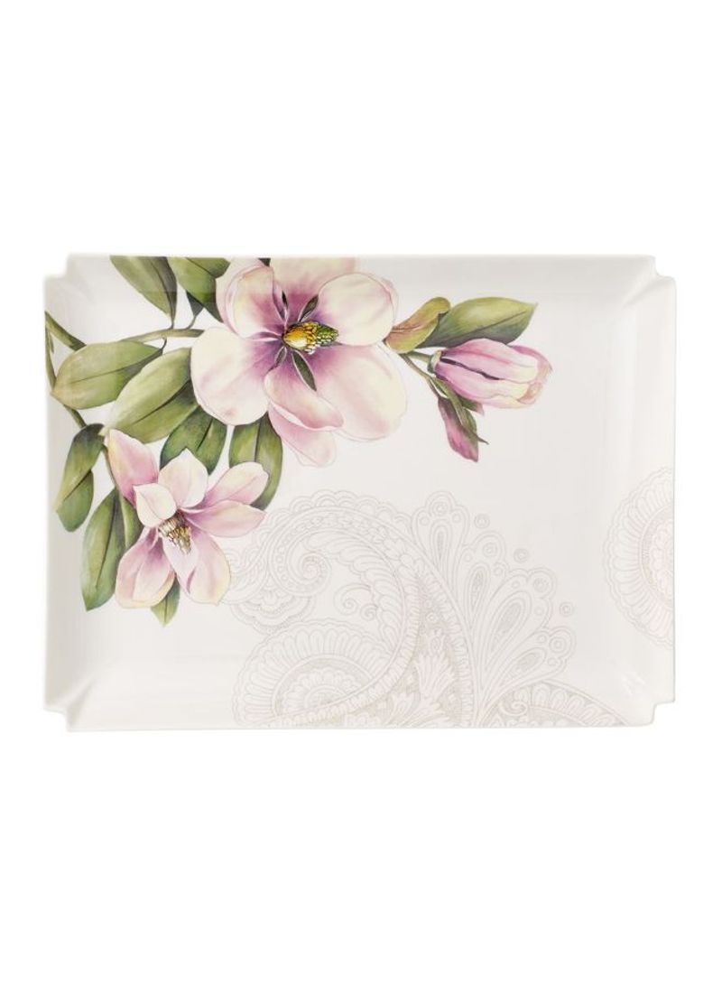 Quinsai Garden Gifts Decorative Platter White/Purple/Green 280x210x29millimeter