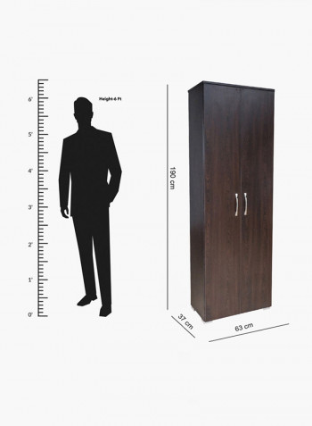 2-Door Shoe Cabinet Brown 63 x 190 x 37centimeter