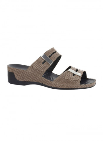 Classic Shiny  Slip-On Sandals Black/Beige