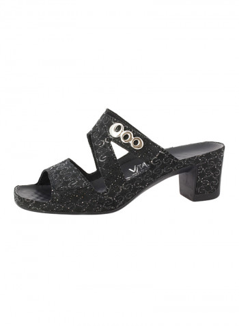 Classic Shiny  Slip-On Sandals Black