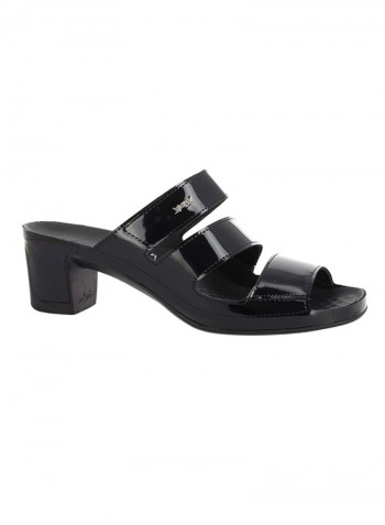 Classic Shiny Slip-On Sandals Black