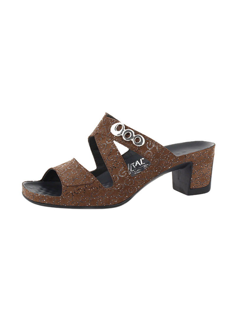 Classic Shiny  Slip-On Sandals Brown