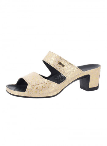 Classic Shiny Slip-On Sandals Gold/Black