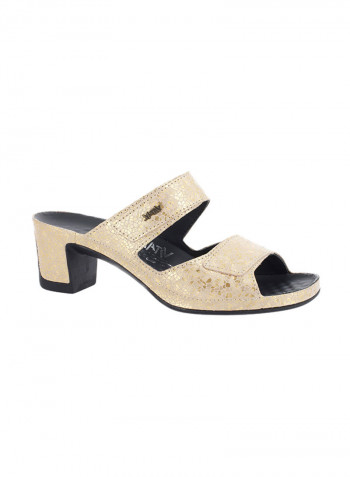 Classic Shiny Slip-On Sandals Gold/Black