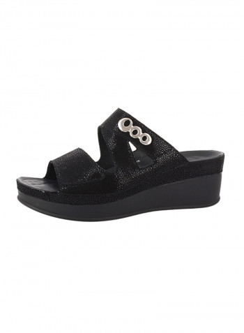 Classic Shiny  Slip-On Sandals Black