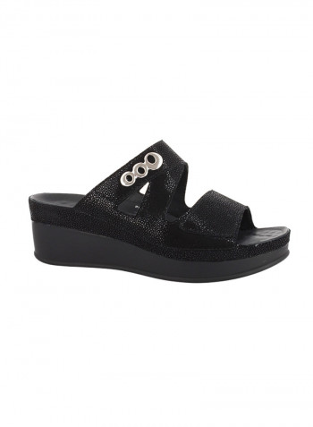 Classic Shiny  Slip-On Sandals Black