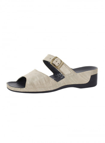 Classic Shiny Slip-On Sandals Gold/Black