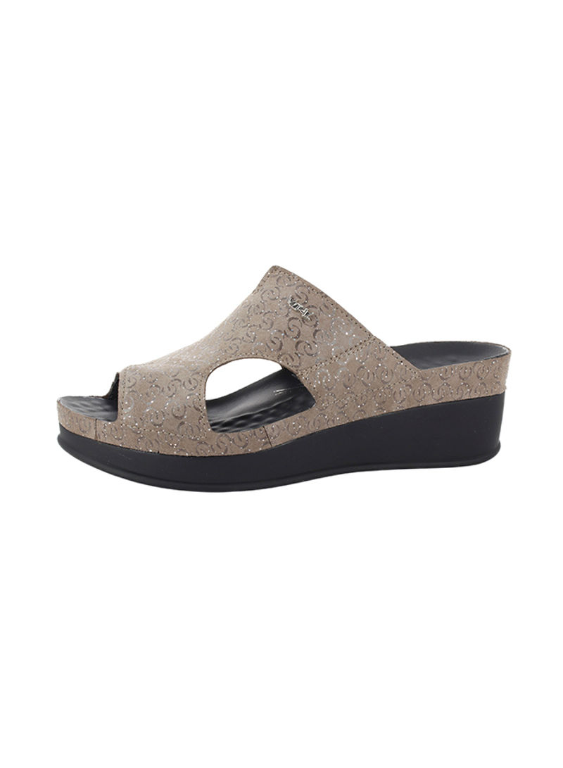 Classic Shiny Slip-On Sandals Brown/Black
