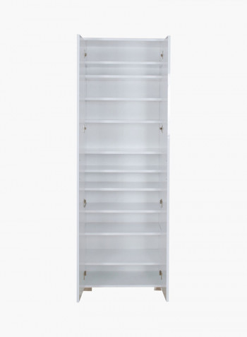 2-Door High Gloss Shoe Cabinet White 63 x 190 x 37centimeter