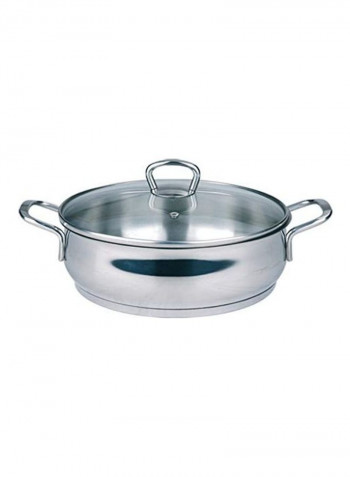 Stainless Steel Cooking Pot With Lid Silver 28cm
