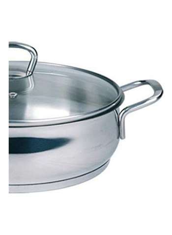 Stainless Steel Cooking Pot With Lid Silver 28cm