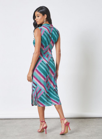 Tie Front Abstract Print Dress Multicolour