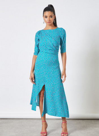 Asymmetrical A-Line Dress Turquoise