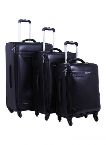 Softside 3 Piece Luggage Trolley Set Black