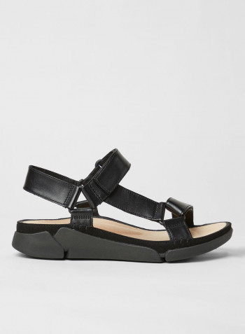 Tri Leather Sandals Black