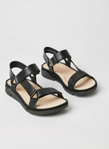 Tri Leather Sandals Black