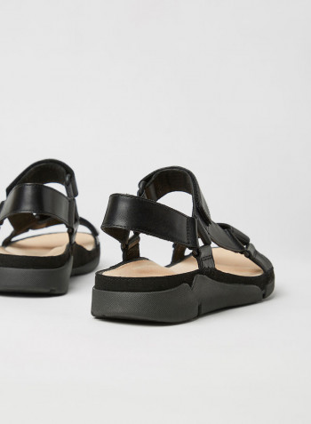 Tri Leather Sandals Black