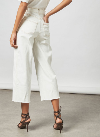 High-Rise Cropped Pants White
