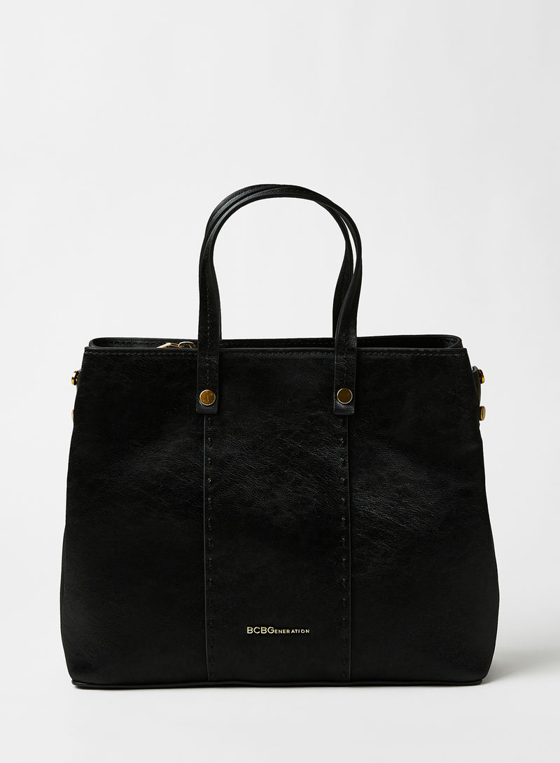 Faux Leather Tote Bag Black