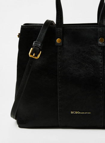 Faux Leather Tote Bag Black