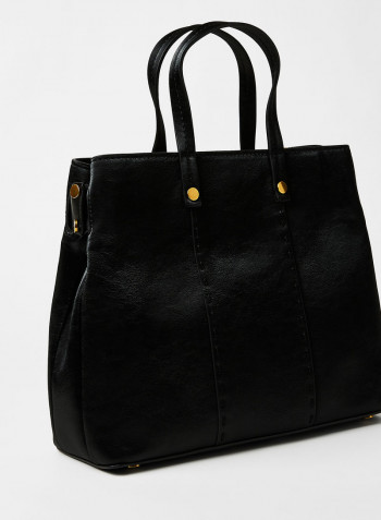 Faux Leather Tote Bag Black