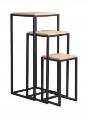 3 Piece Urban Plant Stands Set Brown/Black