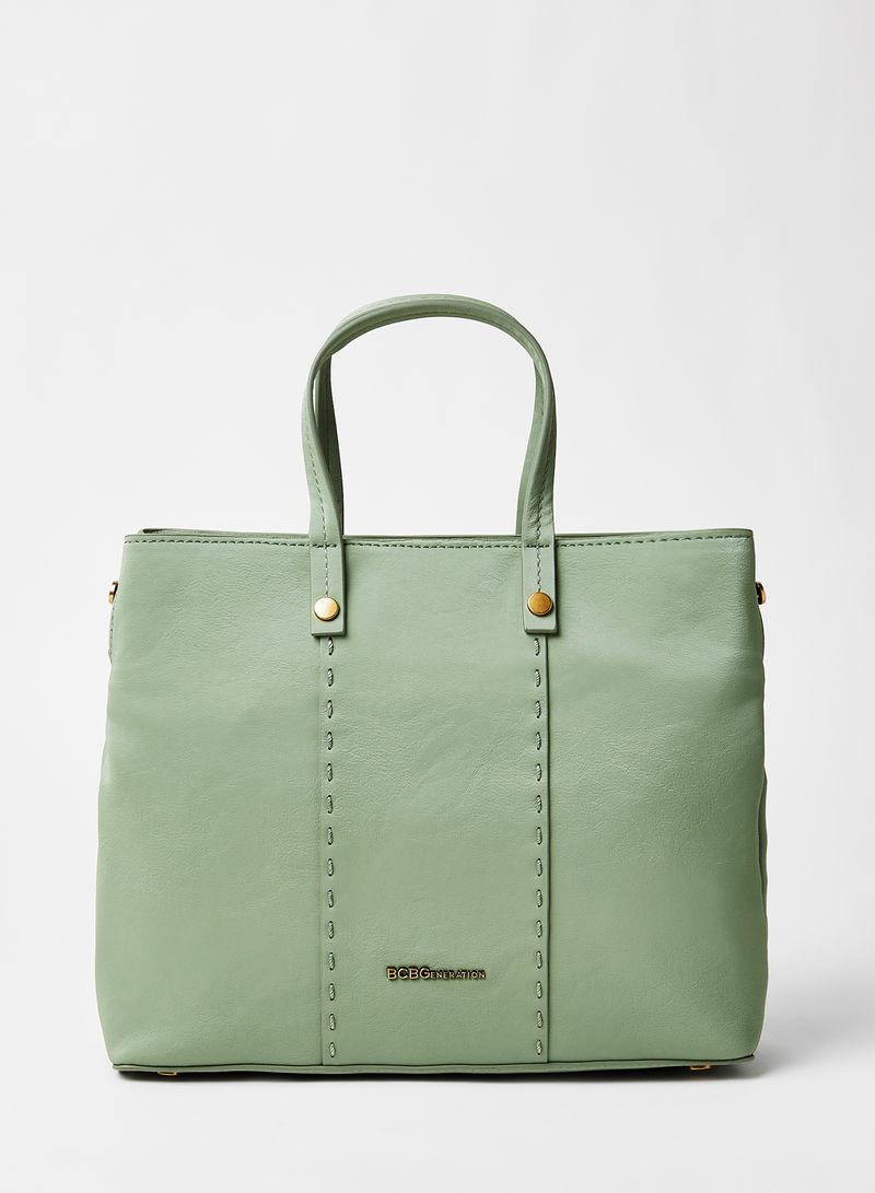 Faux Leather Tote Bag Green