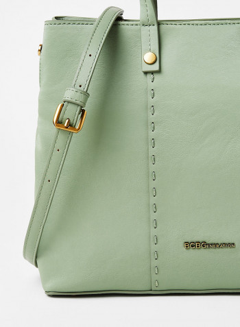Faux Leather Tote Bag Green