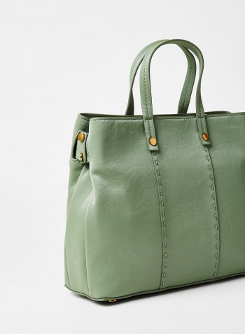 Faux Leather Tote Bag Green