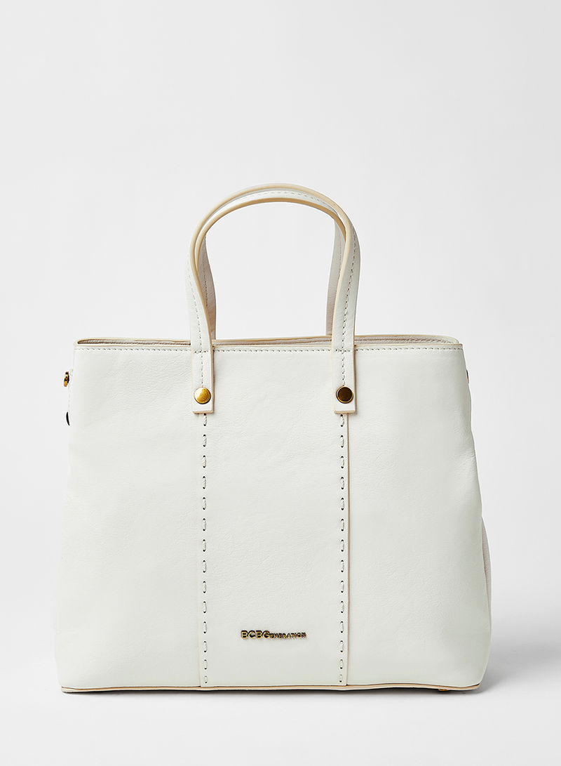 Faux Leather Tote Bag white