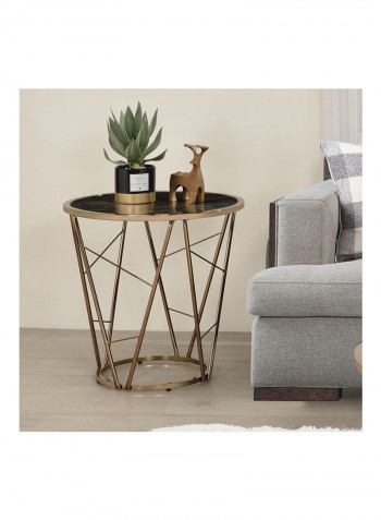 Ornela Round End Table Gold/Black