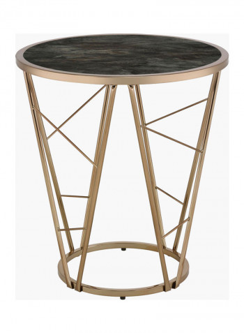 Ornela Round End Table Gold/Black