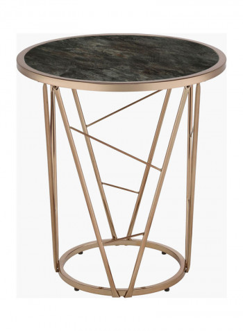 Ornela Round End Table Gold/Black