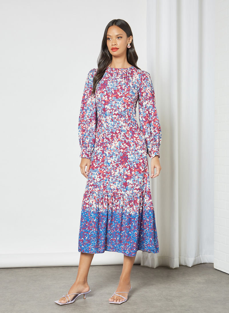 Floral Print Midi Dress Multicolour