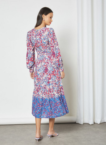 Floral Print Midi Dress Multicolour
